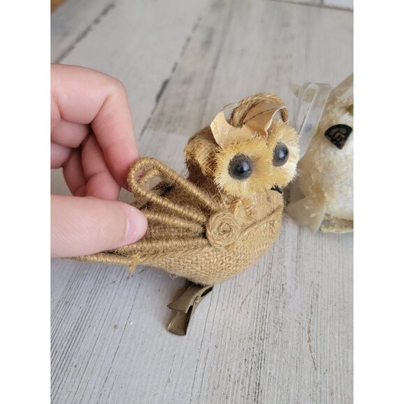 Owl brown white clip on ornament Xmas set bird - Picture 4 of 12